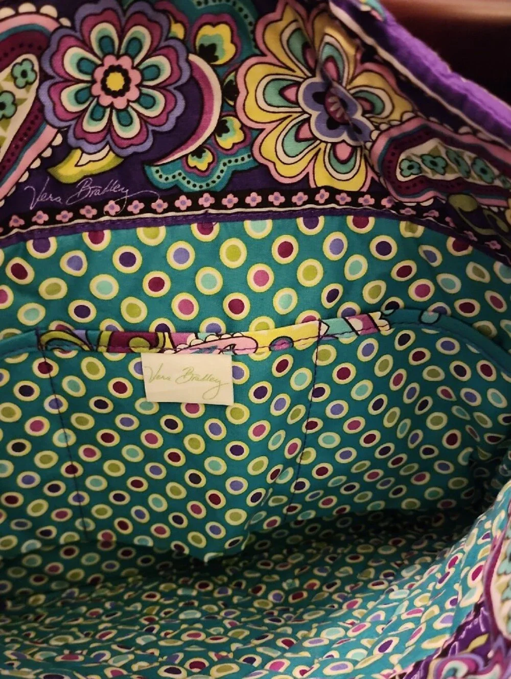 Vera Bradley Purple Paisley Quilted Heather Tote Bag
